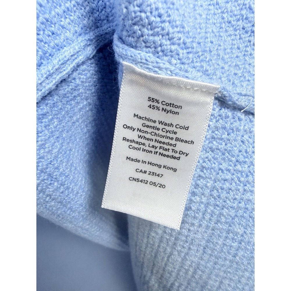 Talbots Plus Textured Open Front Sweater Jacket Light Blue Cotton Blend Women 1X - Picture 6 of 12